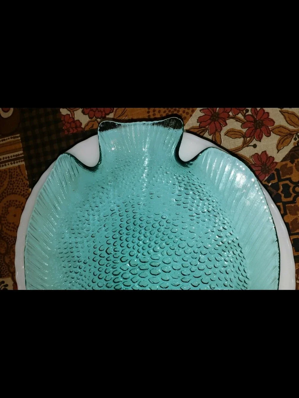 Mid-Century French Arcoroc Translucent Blue/Turquoise Glass Koi Fish Serving Set